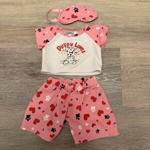 Build A Bear Puppy Love Pajamas & Mask Sleep Set Dalmatian Plush Clothes
